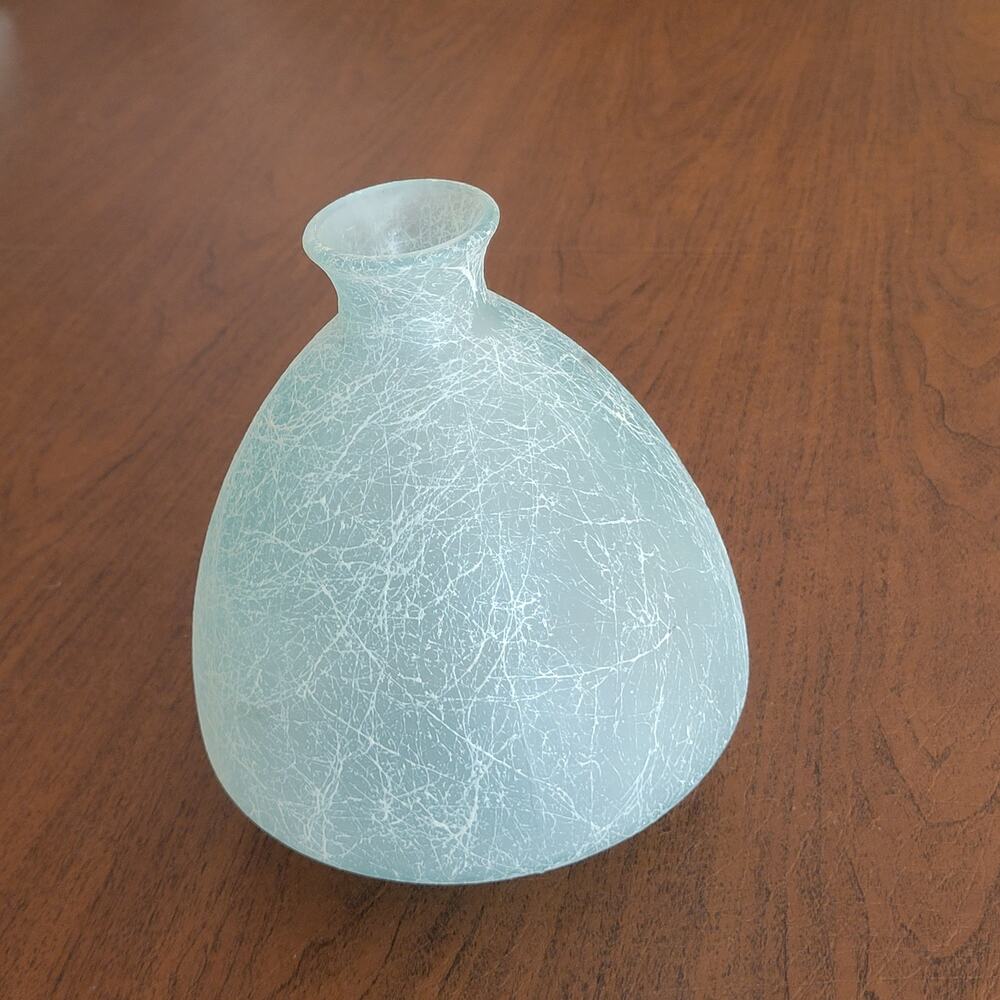 Vidrios San Miguel Spain Recycled Art Glass Vase Spaghetti String Web Green 1985